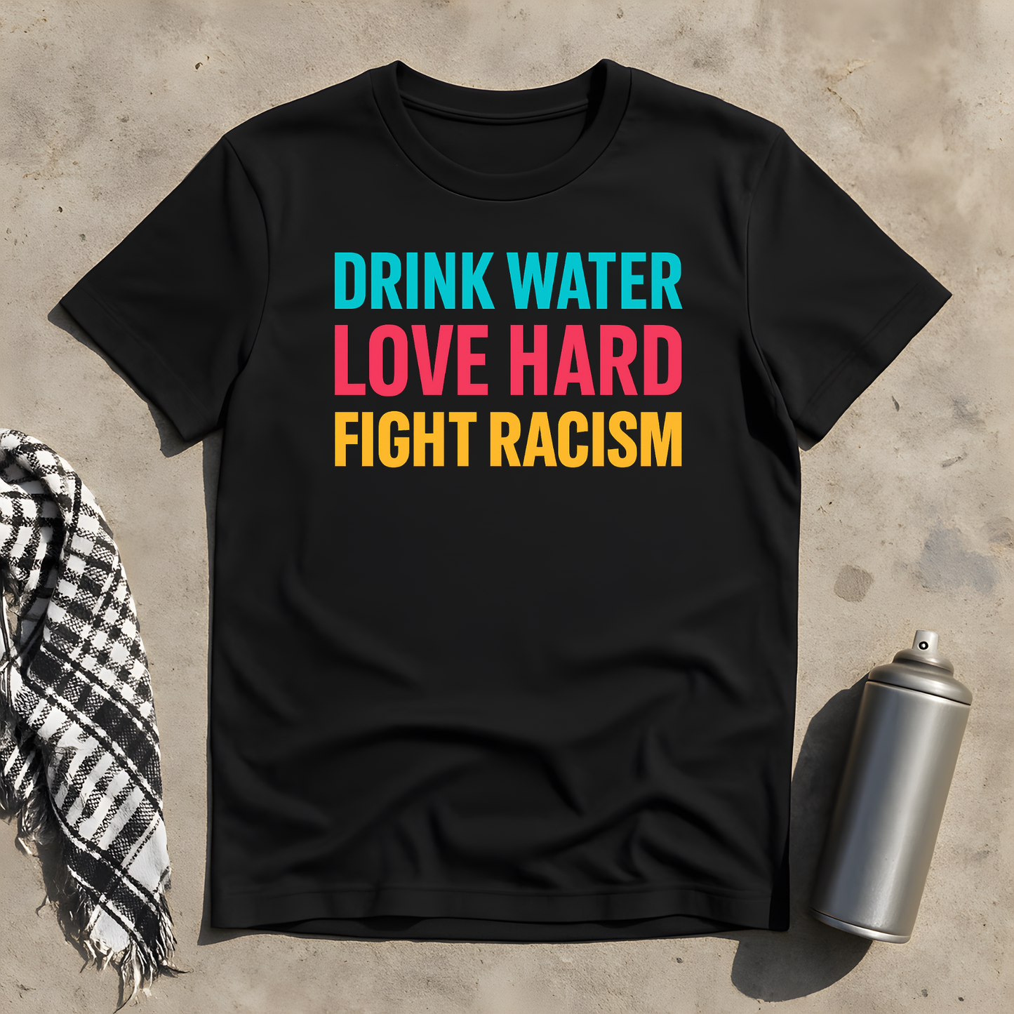 Drink Water Love Hard Fight Racism T-Shirt