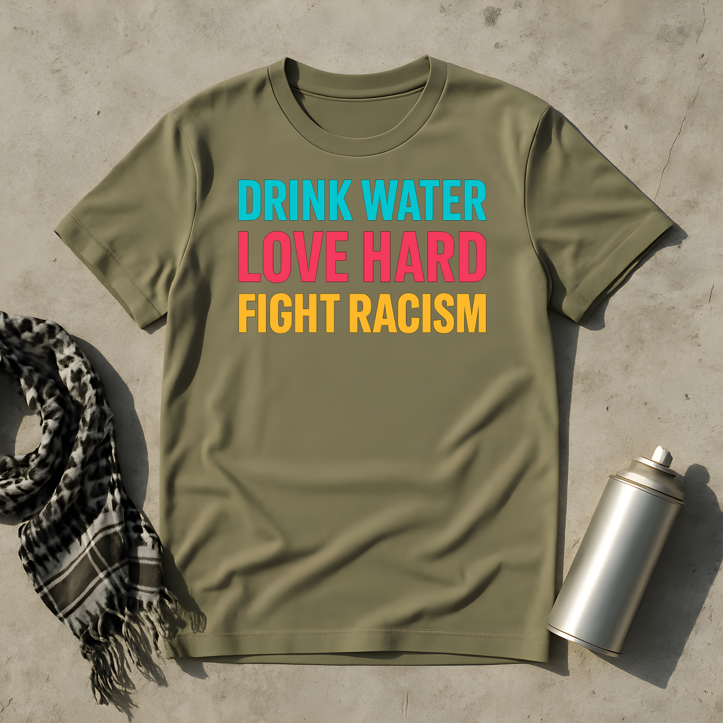 Drink Water Love Hard Fight Racism T-Shirt